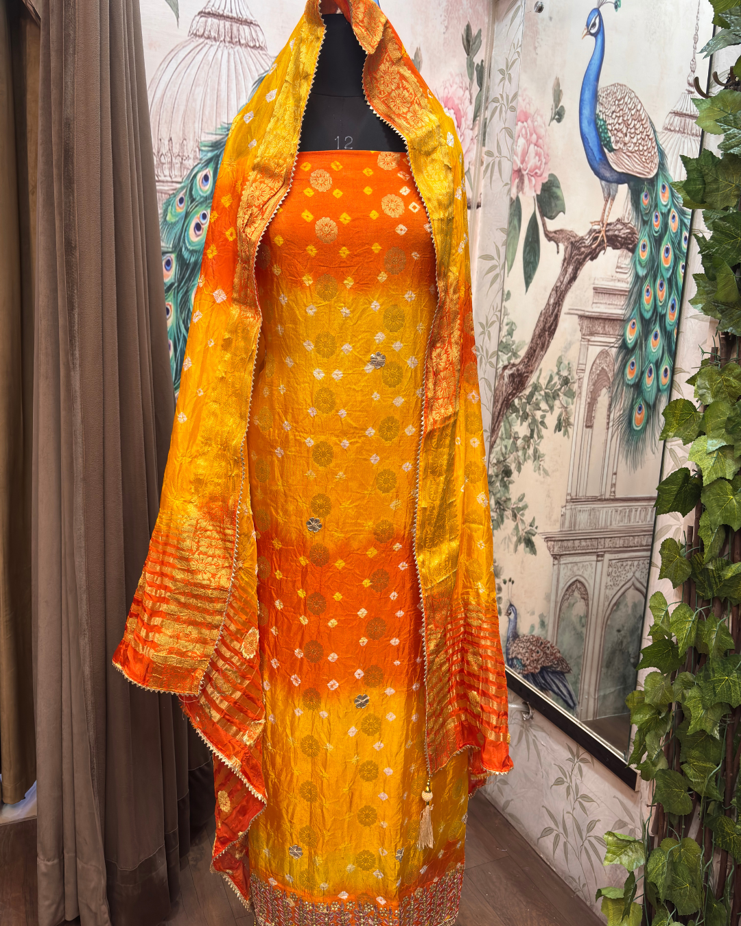 Yellow Bandhej Suit