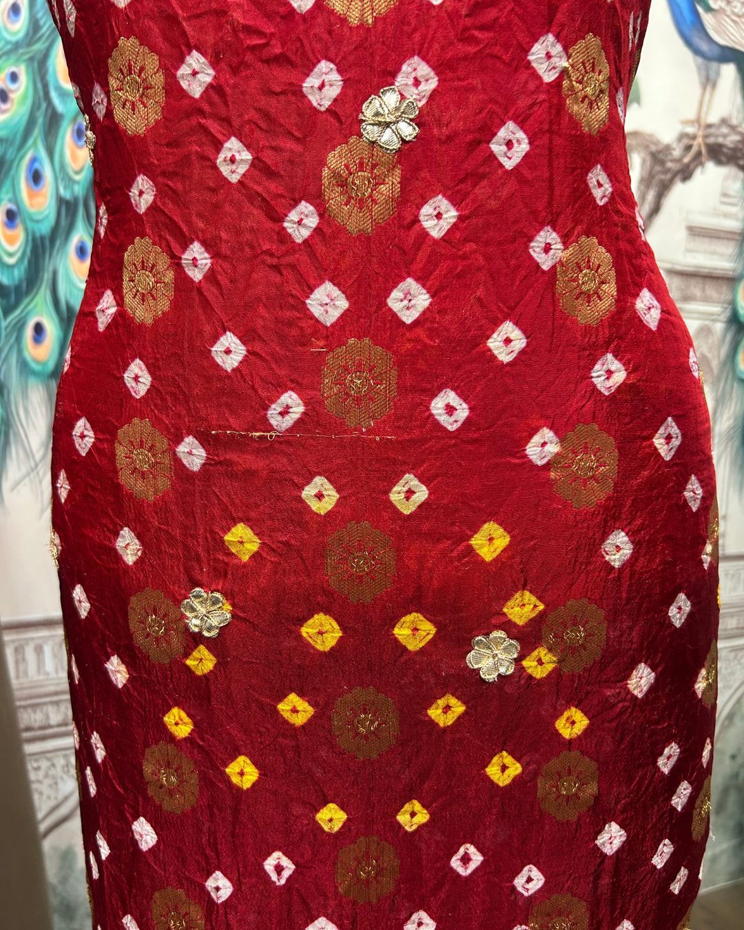 Red Bandhej Suit