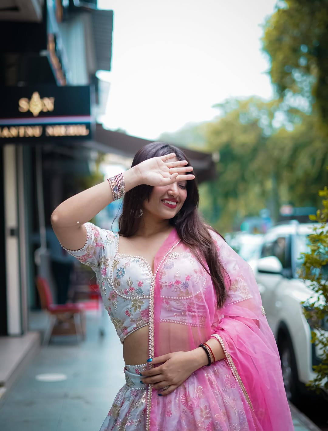 Blush Pastel Floral Lehenga