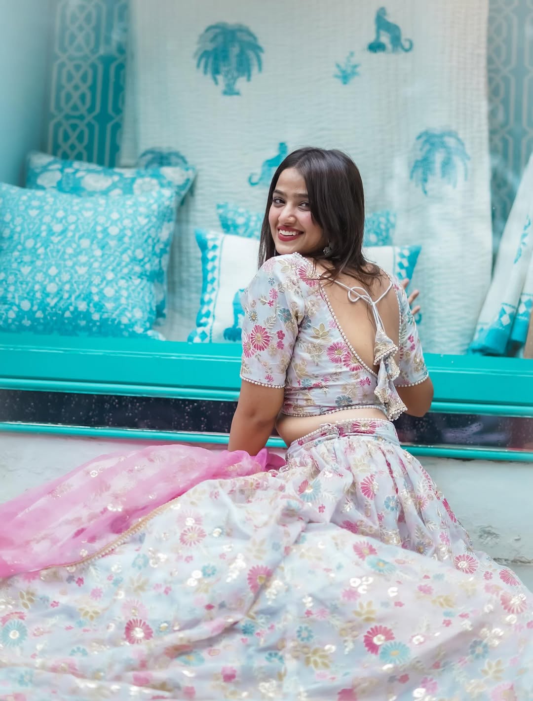 Blush Pastel Floral Lehenga