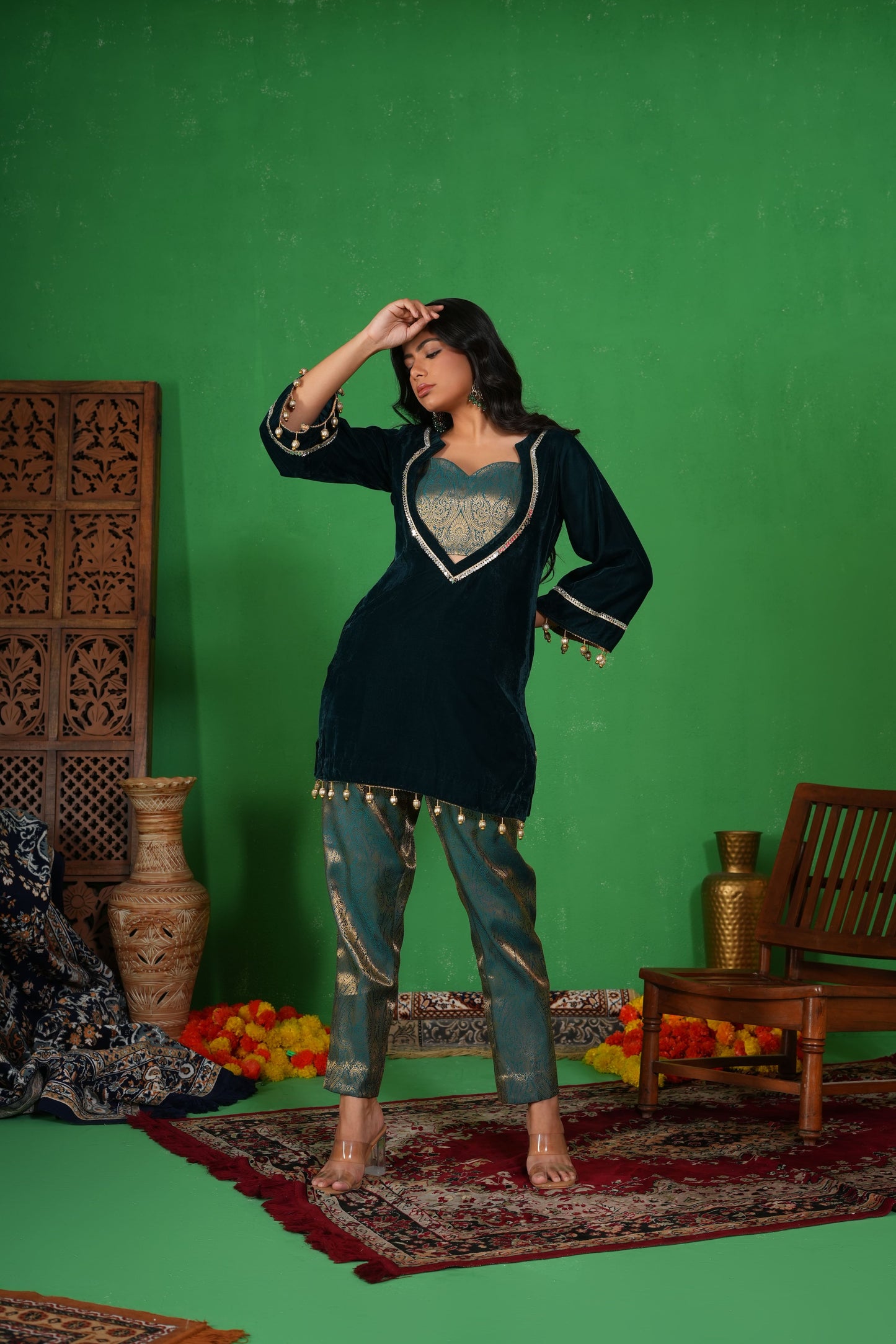 Meher – Green Velvet Co-ord Set
