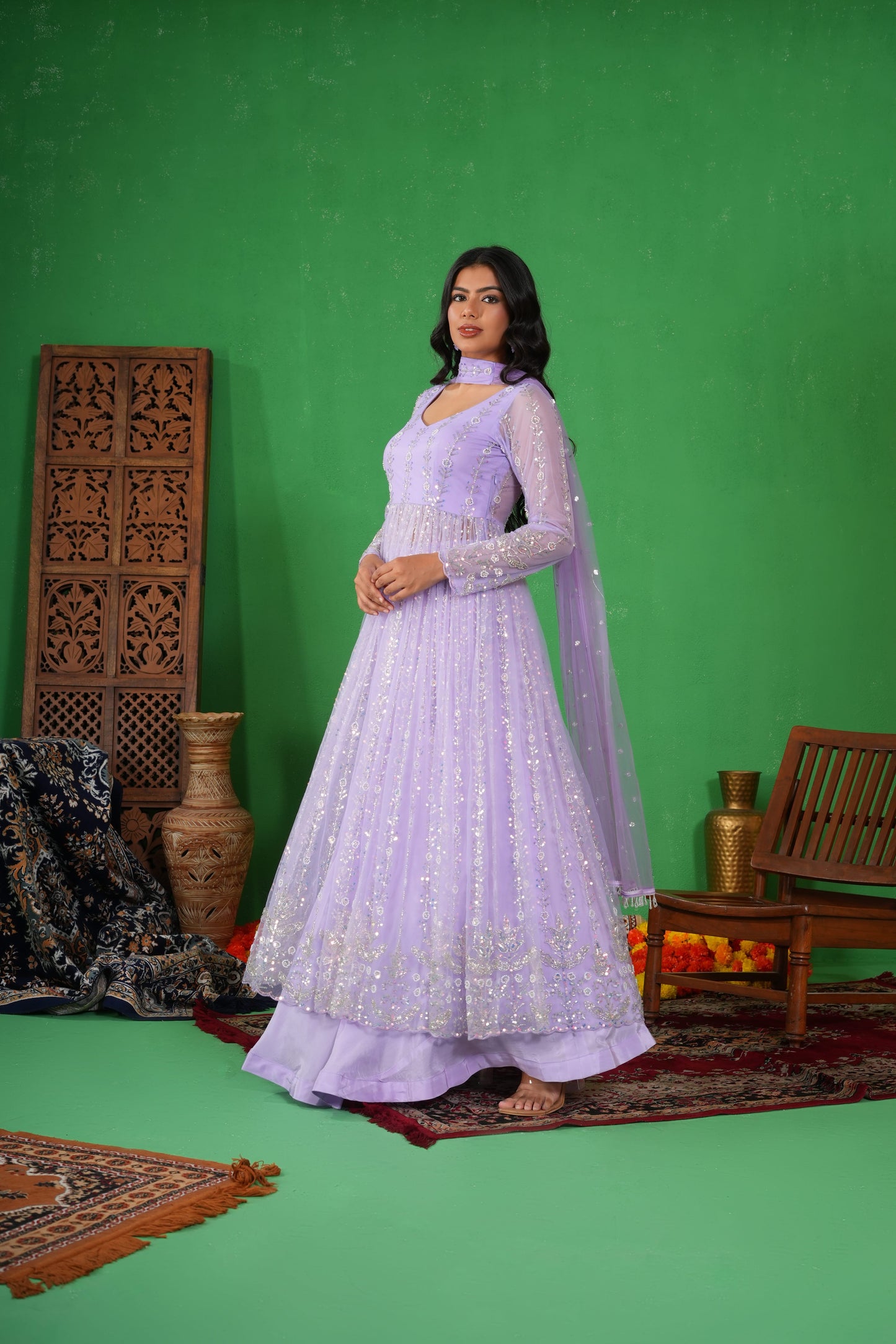 Lavender Noor Anarkali