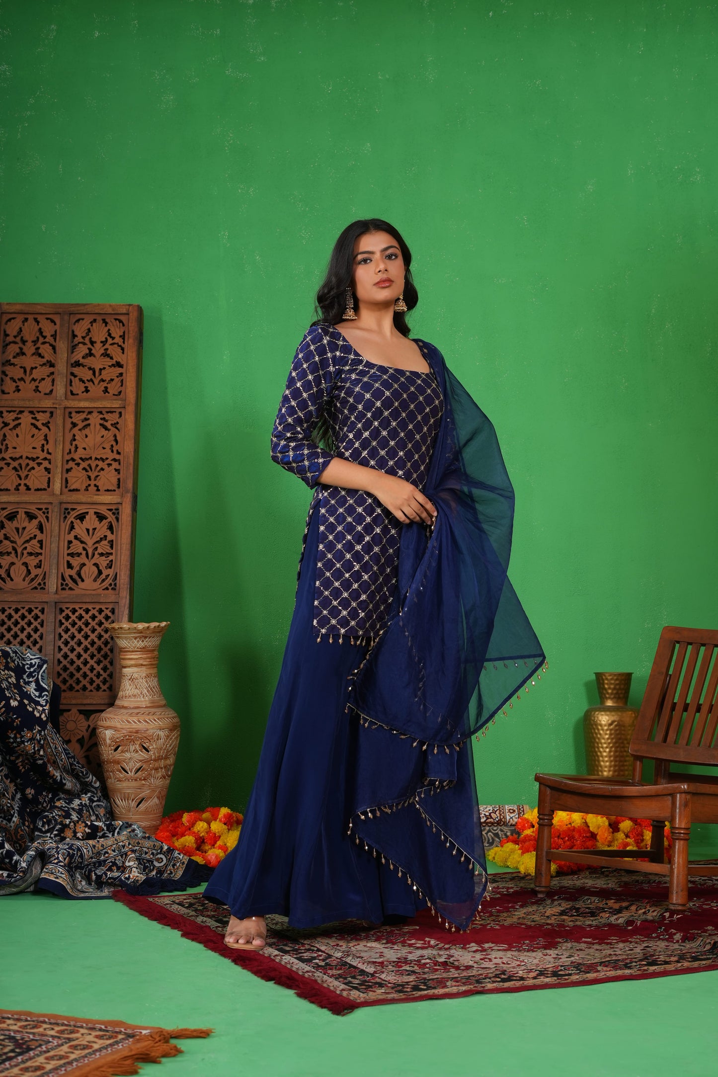 Meera Neel Sharara Set