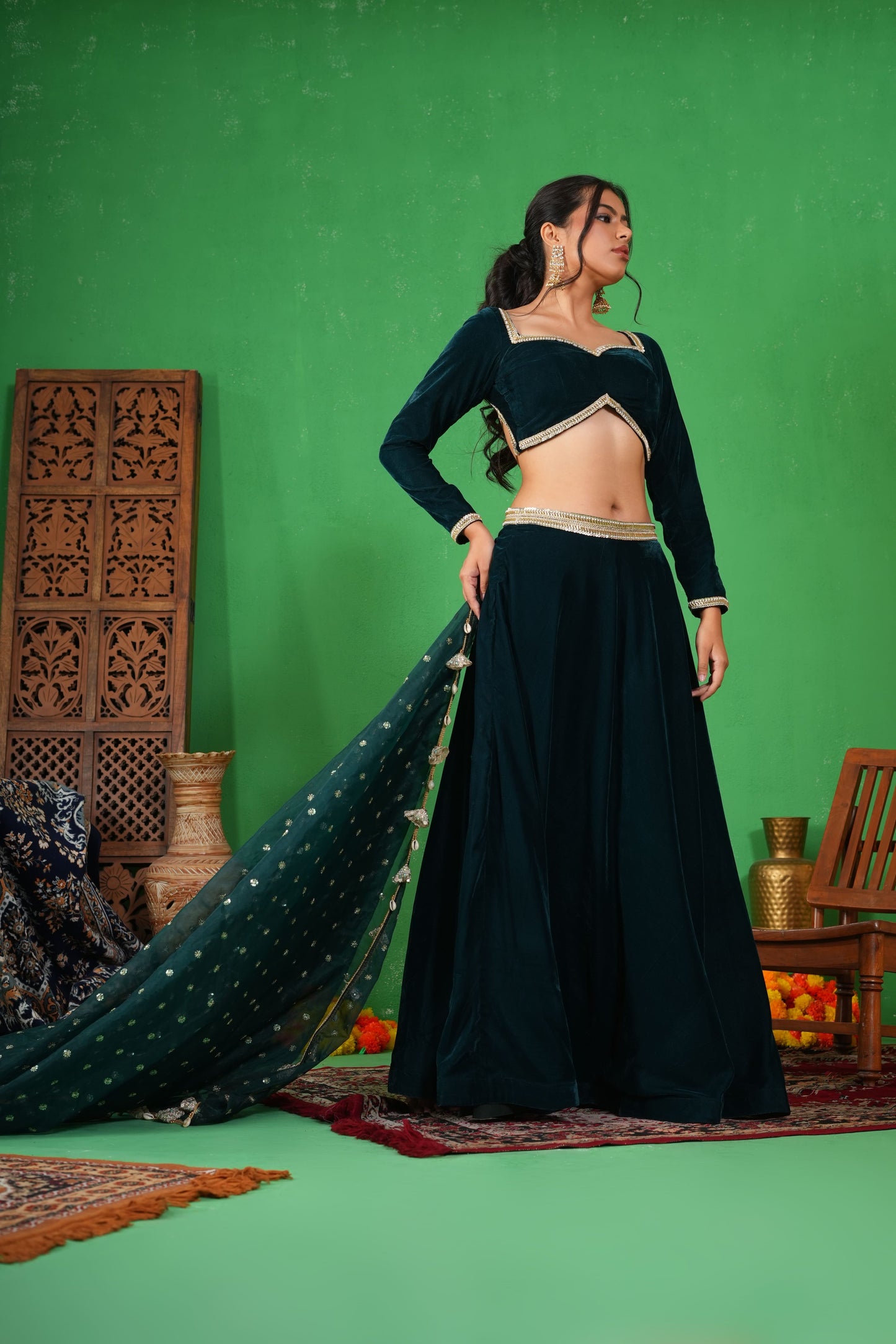 Leela Emerald Lehenga Set