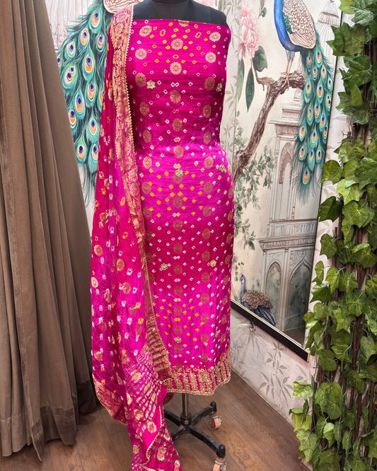 Pink Bandhej Suit