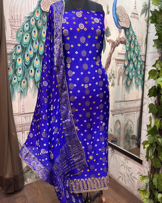 Blue Bandhej Suit