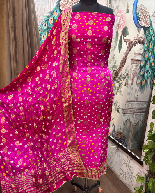 Pink Bandhej Suit