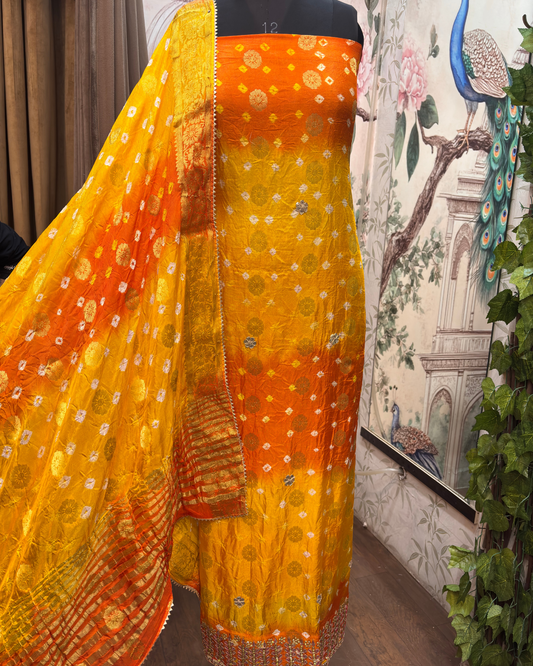 Yellow Bandhej Suit