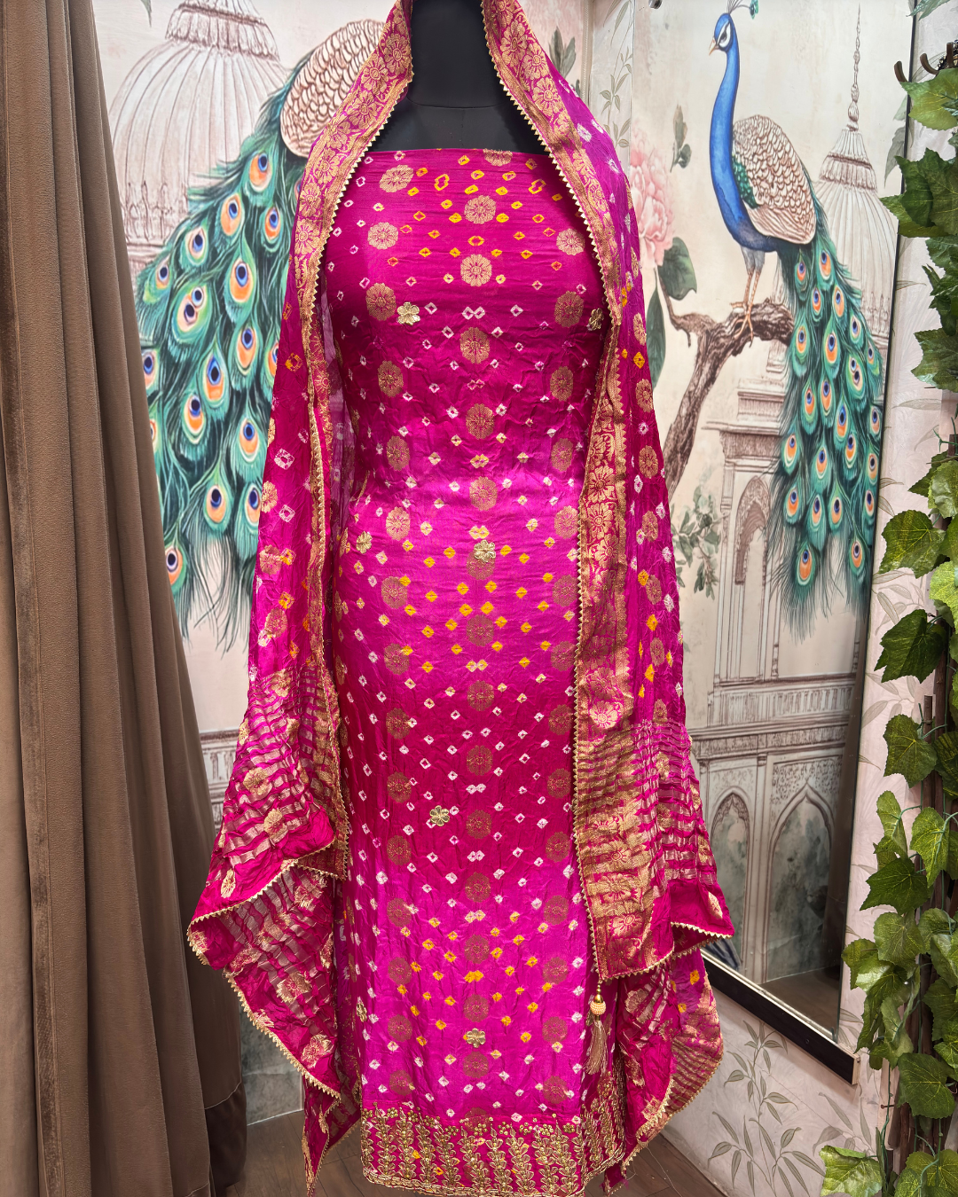 Pink Bandhej Suit