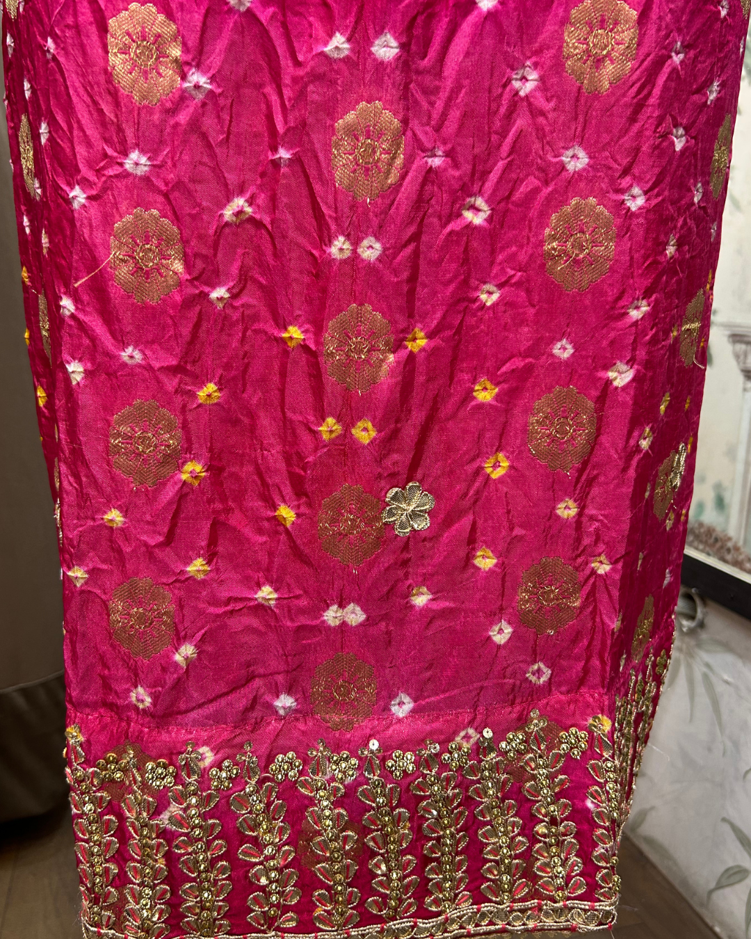 Dark Pink Bandhej Suit