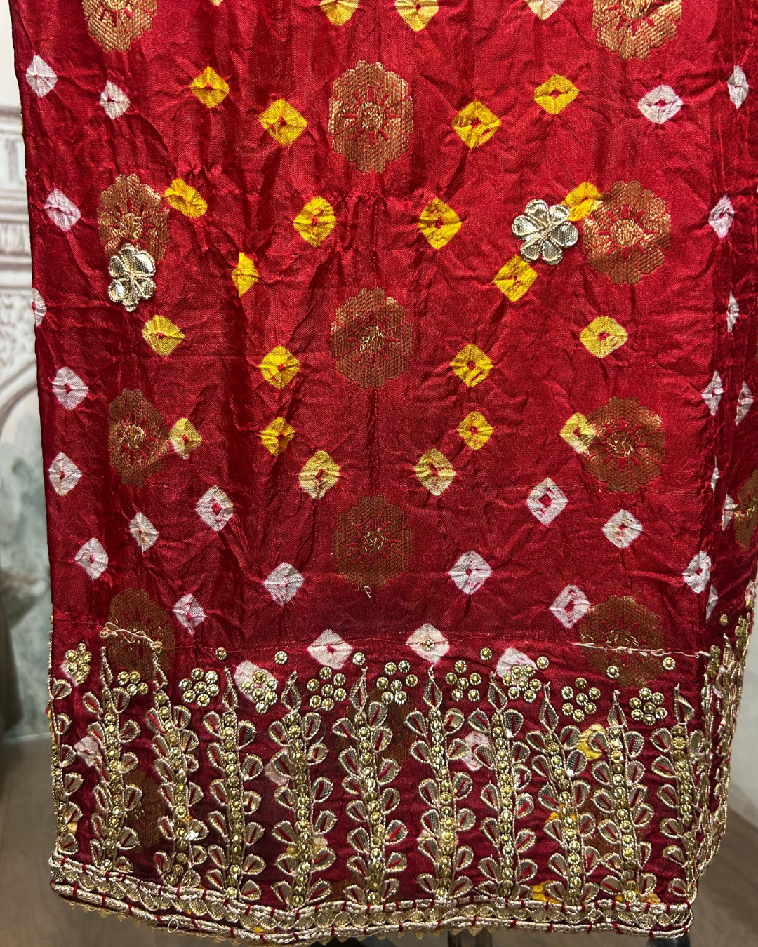 Red Bandhej Suit