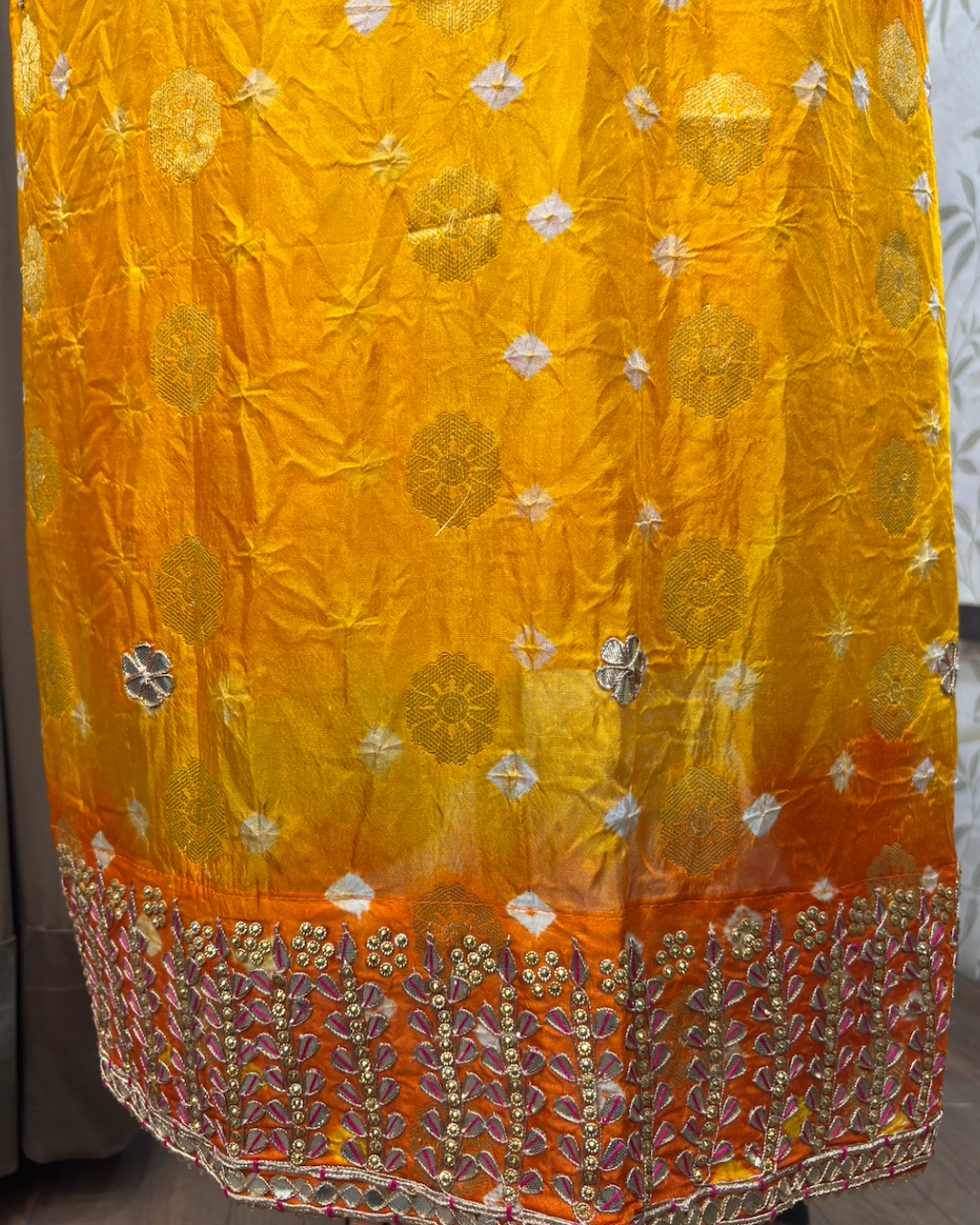 Yellow Bandhej Suit