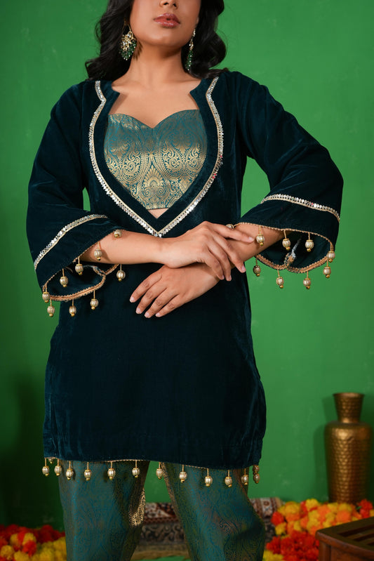 Meher – Green Velvet Co-ord Set