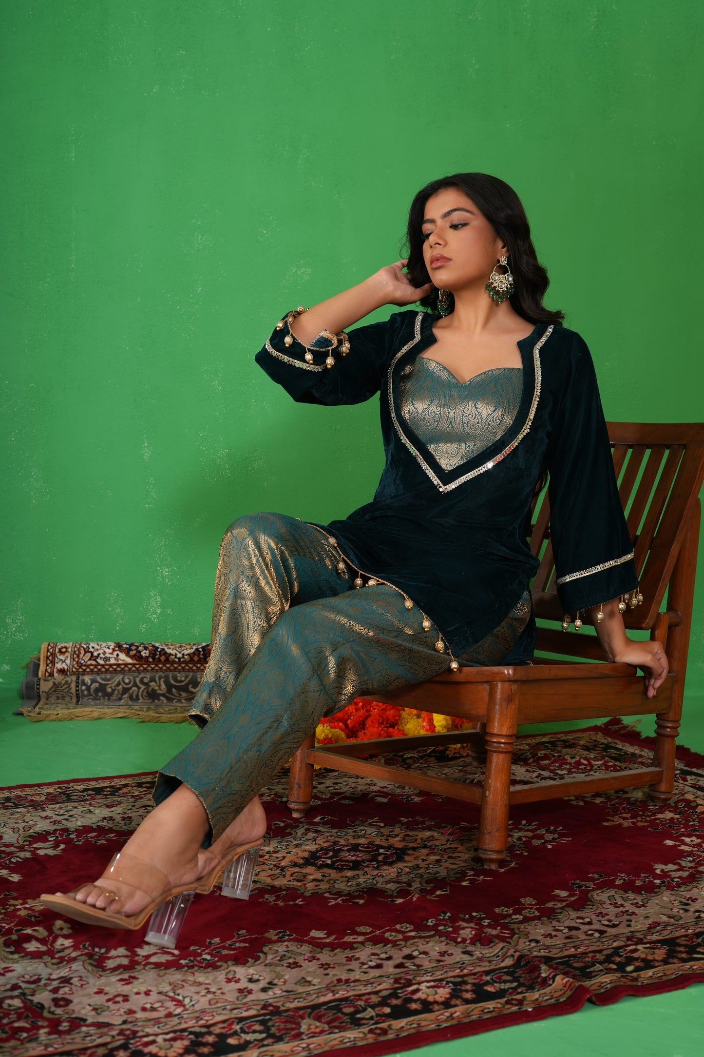 Meher – Green Velvet Co-ord Set