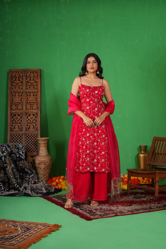 Gulabi Phooljadi- Pink Straight suit