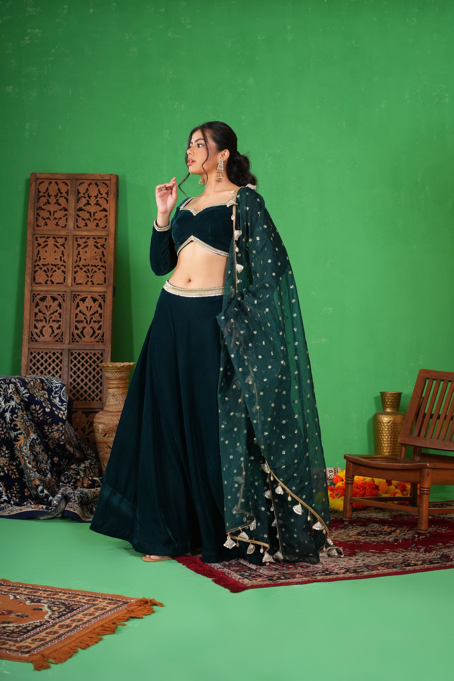 Leela Emerald Lehenga Set