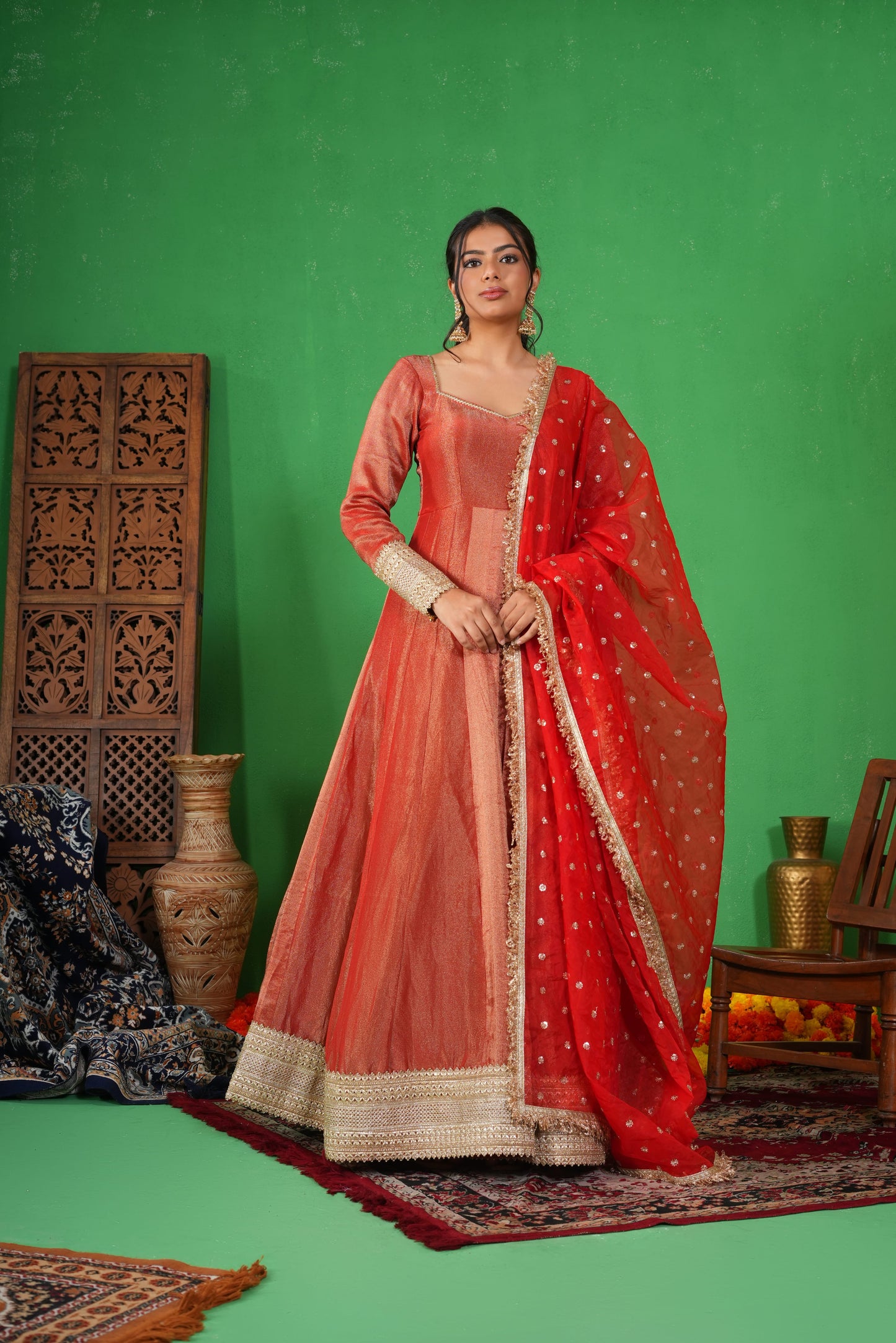 Suhagan Rustic Red Anarkali
