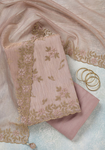 Lavender Stonework Tissue Unstitched Salwar Suit