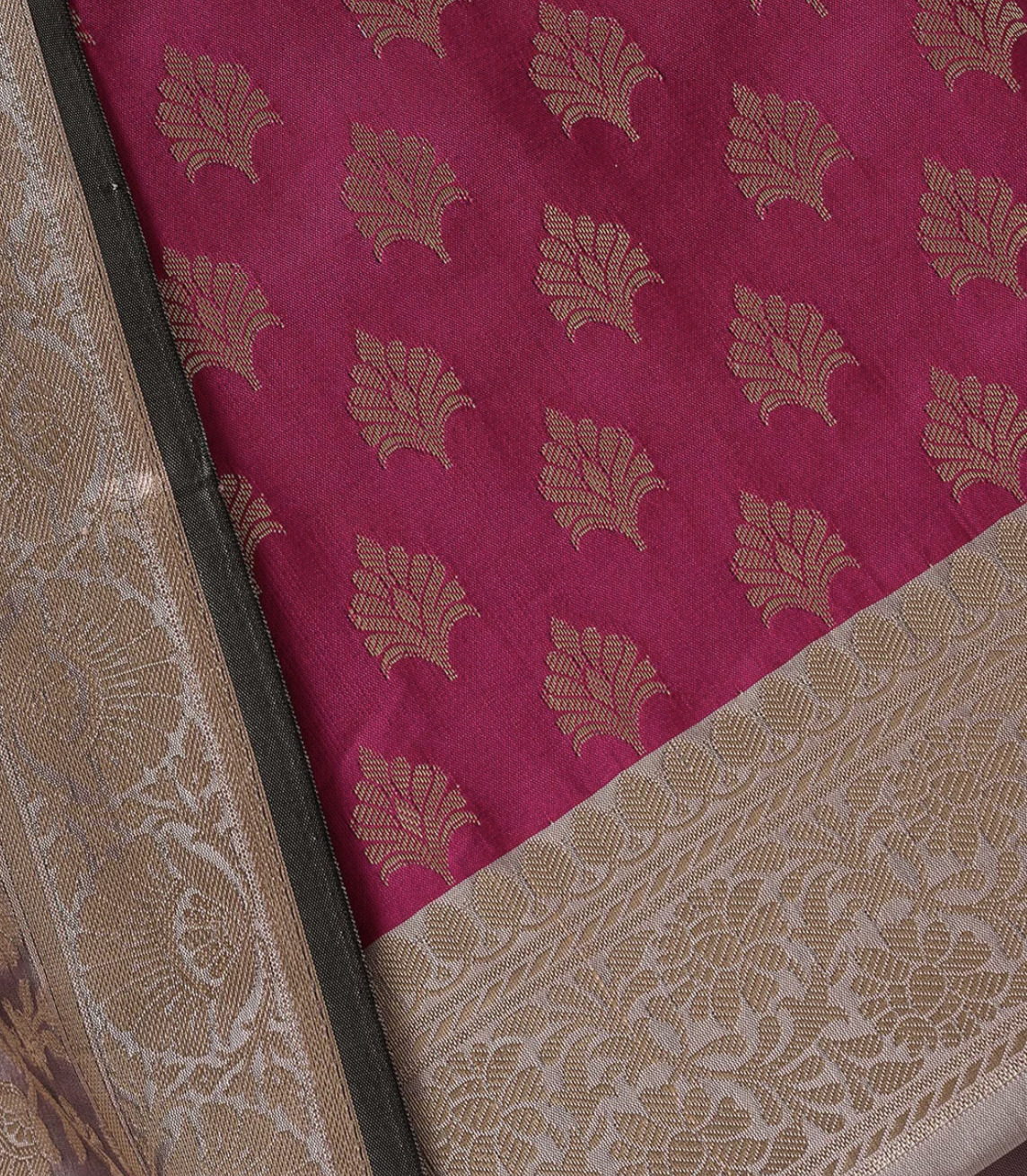 Magenta Pink Zariwork (Gold) Banarasi Unstitched Salwar Suit