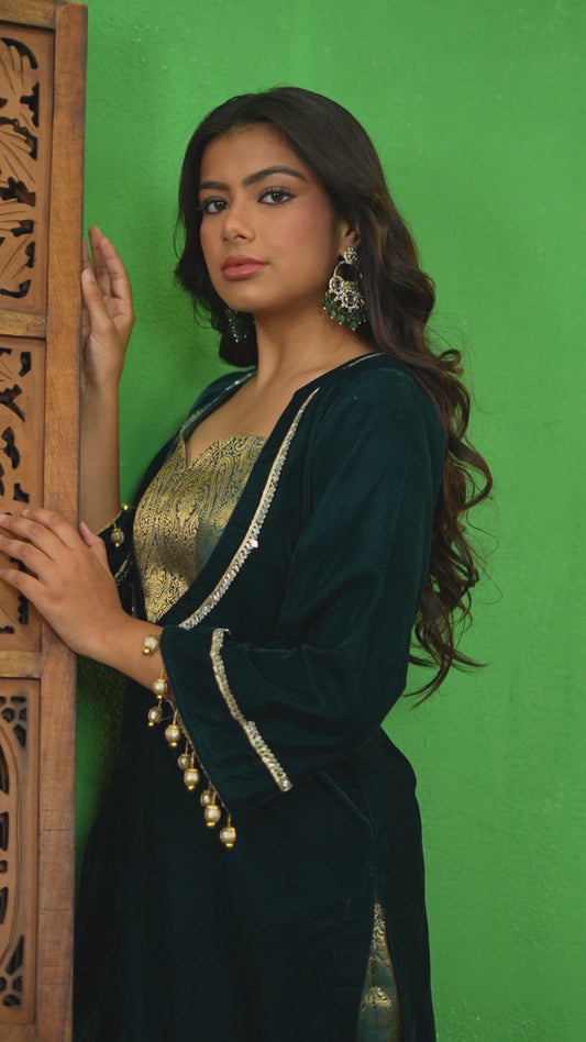 Meher – Green Velvet Co-ord Set